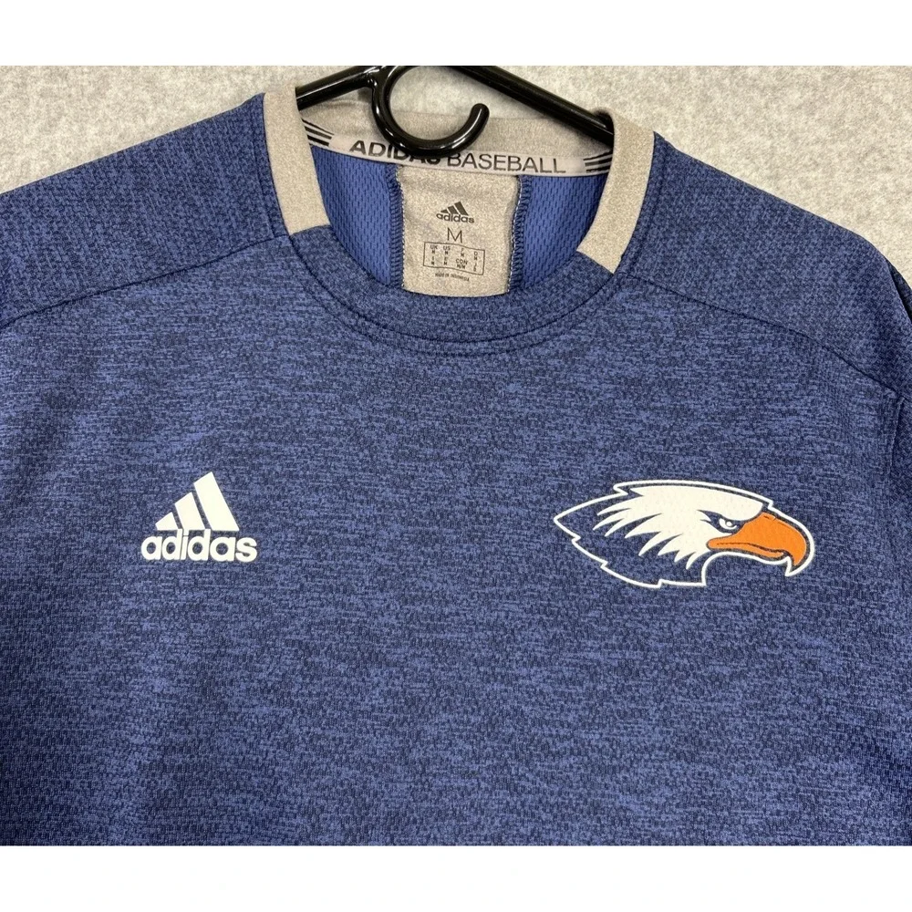 Adidas Sweatshirt Baseball  Blue Pullover Mens M Long Sleeve Athletic w/ Pocket‎